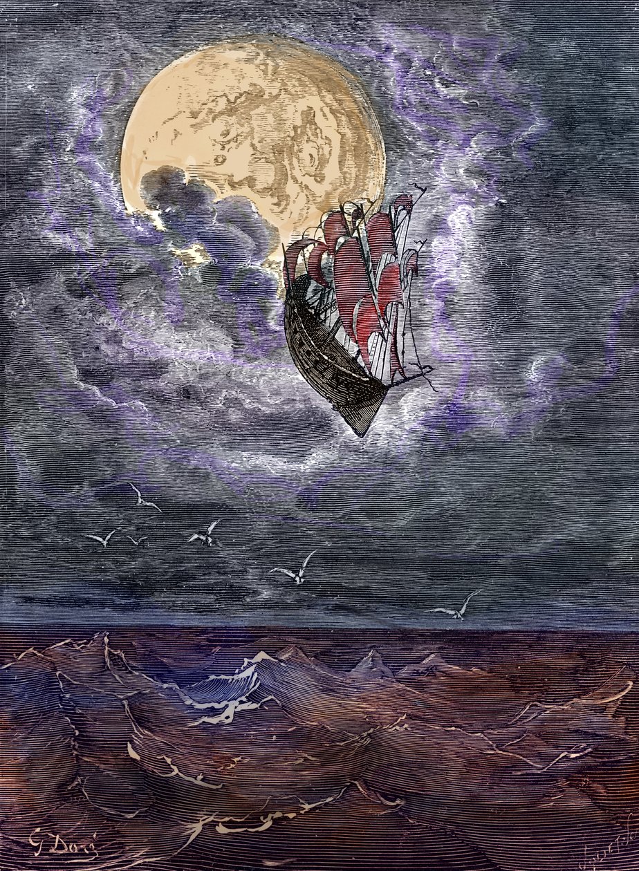 Baron Münchausen: Resan till månen, av Doré. av Gustave Dore