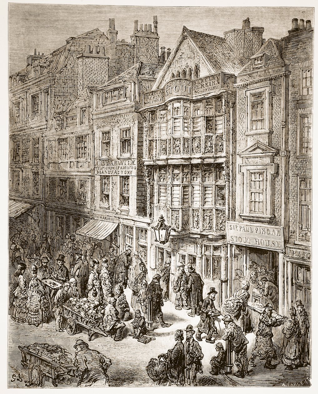Bishopsgate Street, från "London, a Pilgrimage", skriven av William Blanchard Jerrold (1826-94) och graverad av A. Sargent, pub. 1872 av Gustave Dore