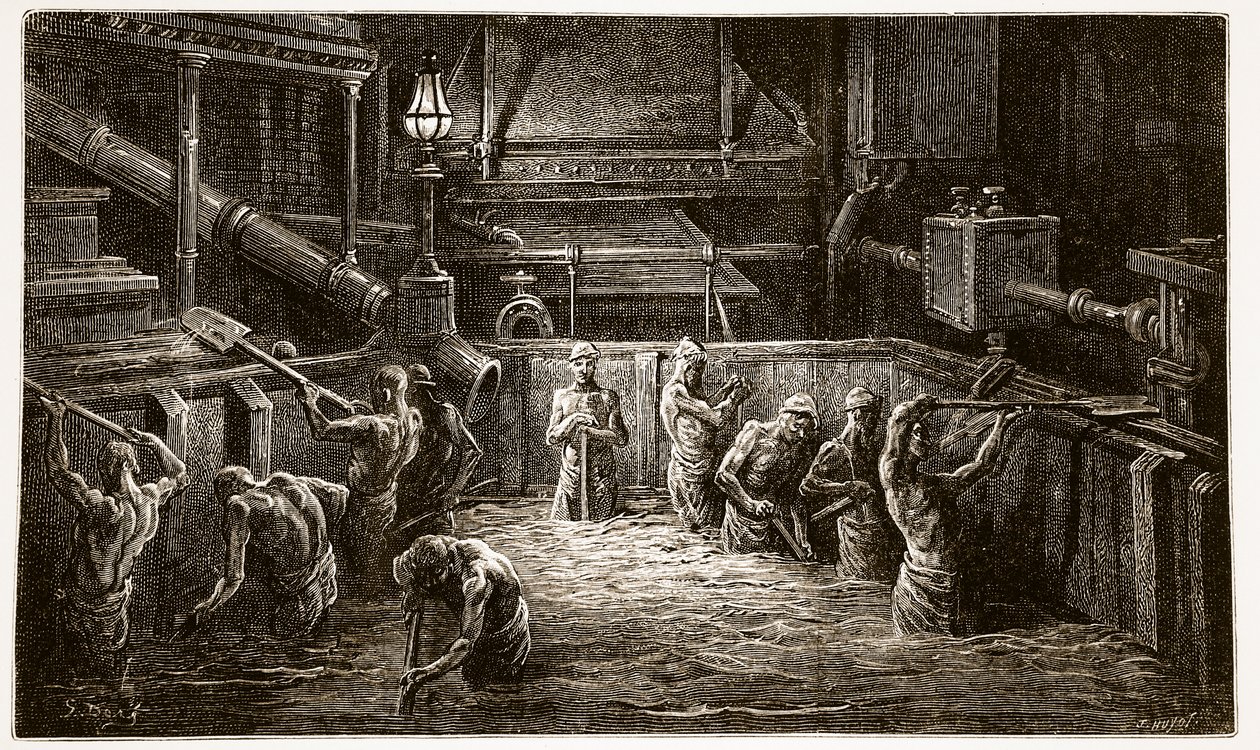 Brewers at Work, från "London, a Pilgrimage", skriven av William Blanchard Jerrold (1826-84) och graverad av J. Huyot, pub. 1872 av Gustave Dore