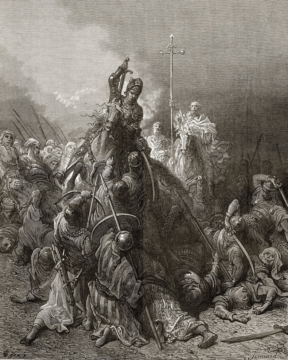Christian Knights slåss mot Saracens, illustration från 