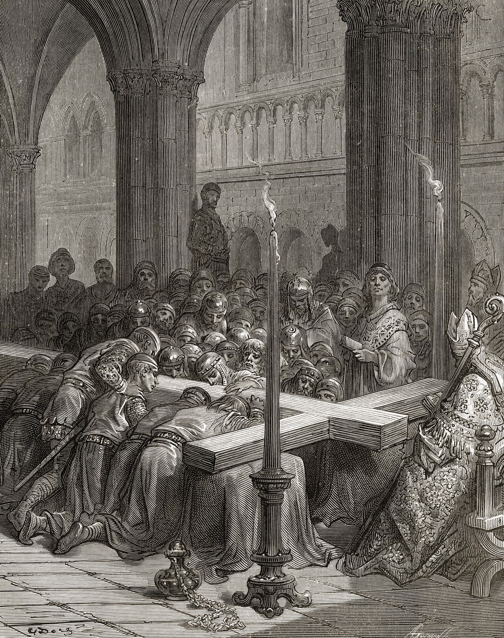Upptäckten av det sanna korset, illustration från "Bibliotheque des Croisades" av J-F. Michaud, 1877 av Gustave Dore