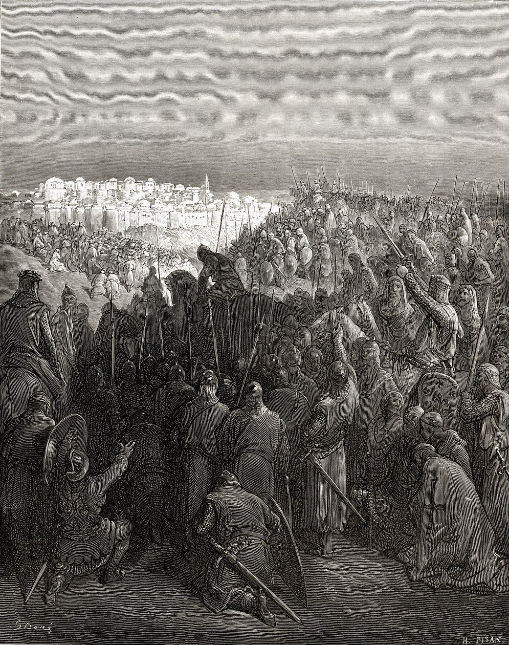 Entusiasm hos korsfararna i Konstantinopel 1204, illustration från 