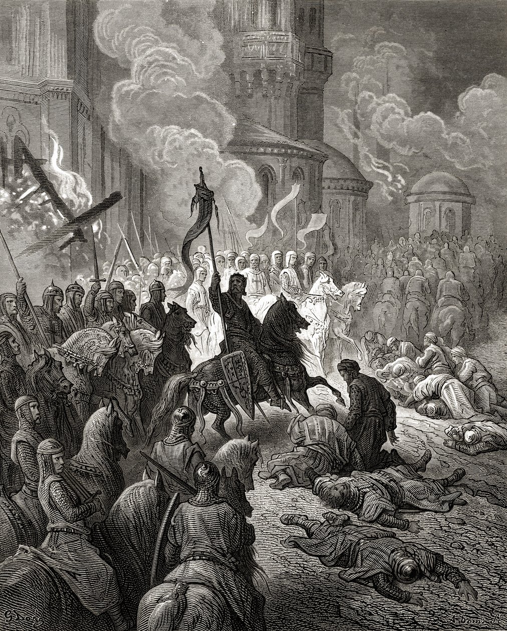 Korsfararnas inträde i Konstantinopel 1204, illustration från 