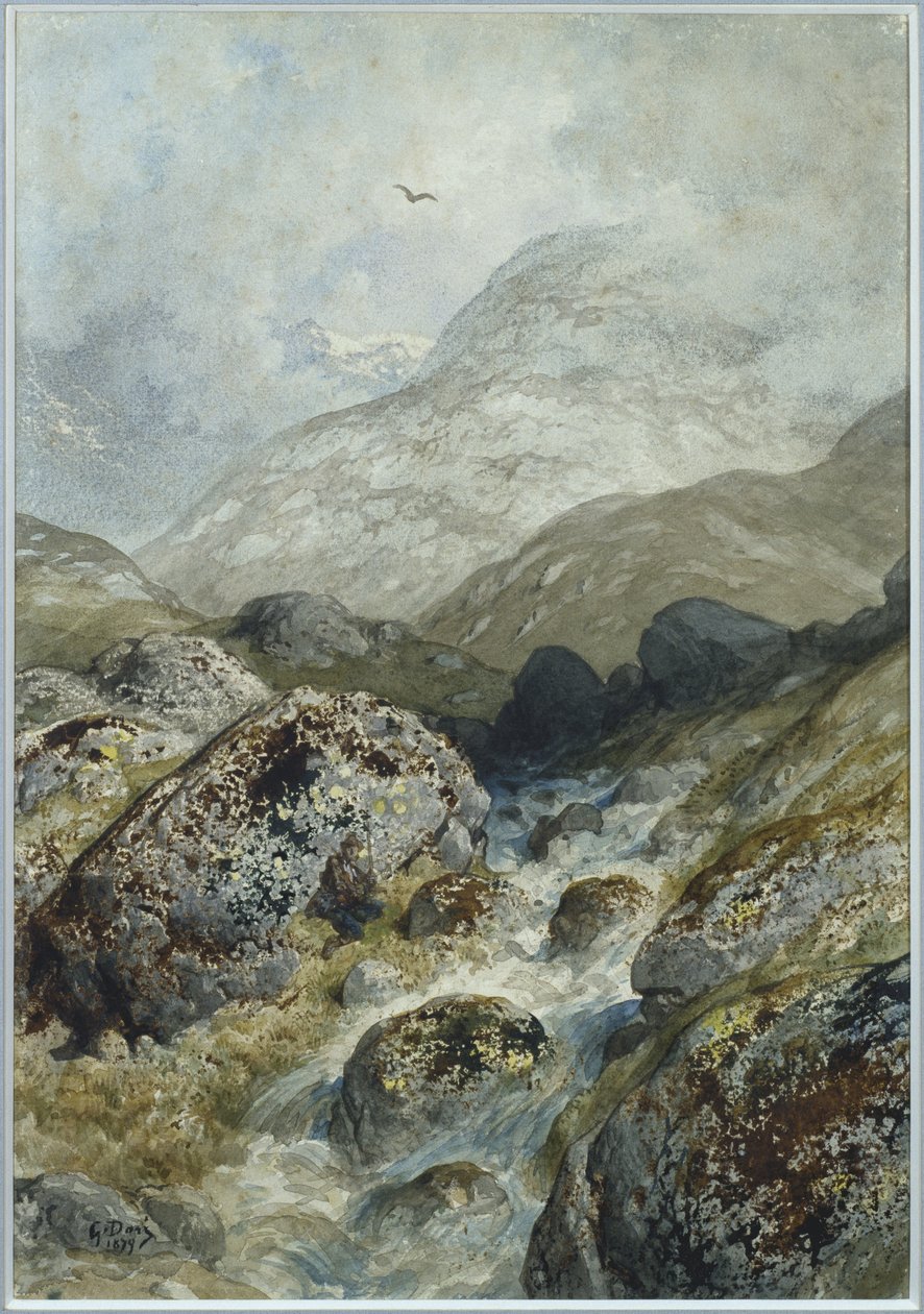 Fiske i bergen (wc och gouache) av Gustave Dore