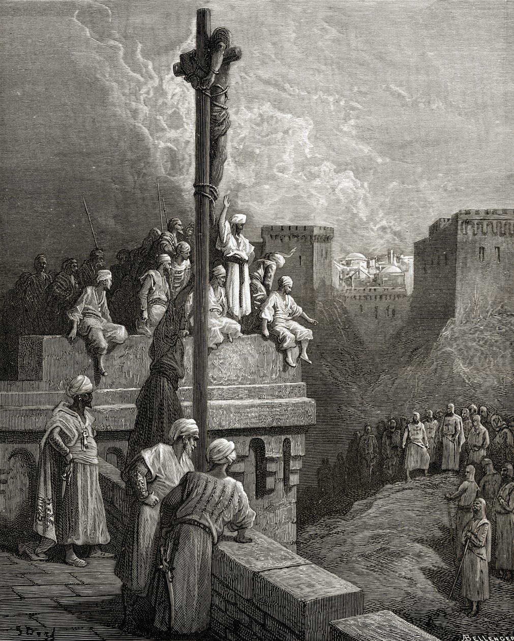 Gerard av Avesnes exponerad på Arsufs väggar, illustration från 