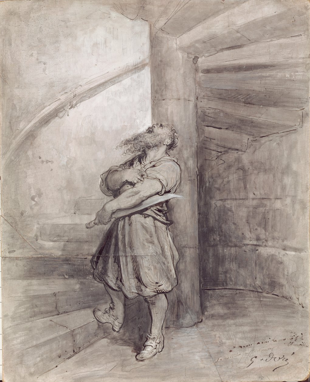 Illustration till "Blåskägg" av Charles Perrault, ca 1868 (penna och bläck på papper) av Gustave Dore