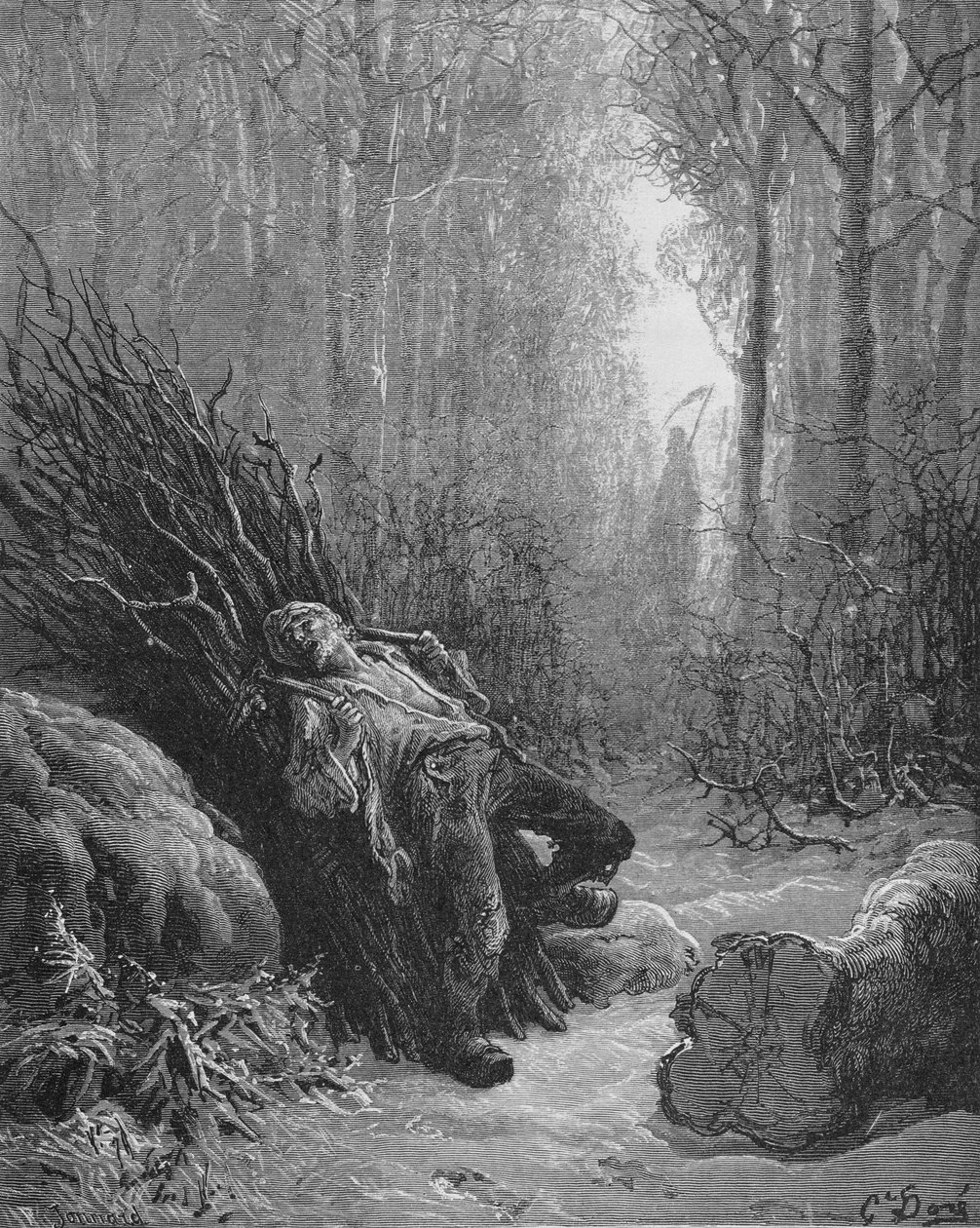 Illustration för Döden och vedhuggaren, från 