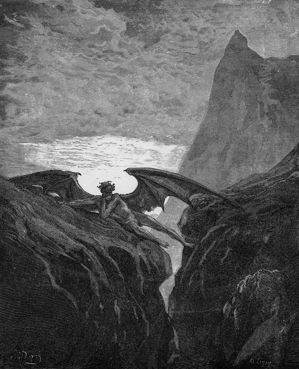 Illustration för John Miltons "Paradise Lost", 1866. Bryt i strid i himlen (Boka 6 Line 406) av Gustave Dore