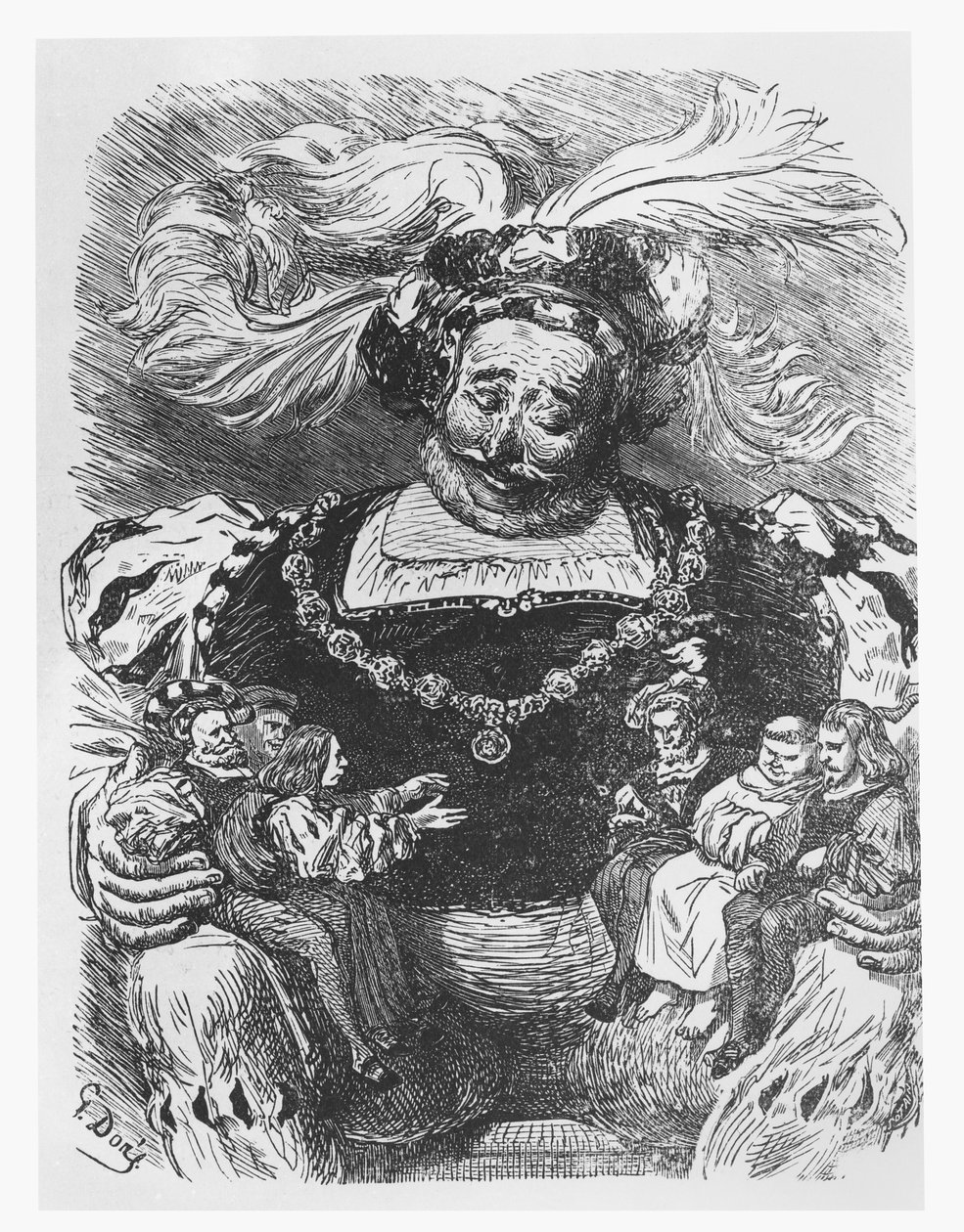 Illustration från "Gargantua och Pantagruel", av François Rabelais av Gustave Dore