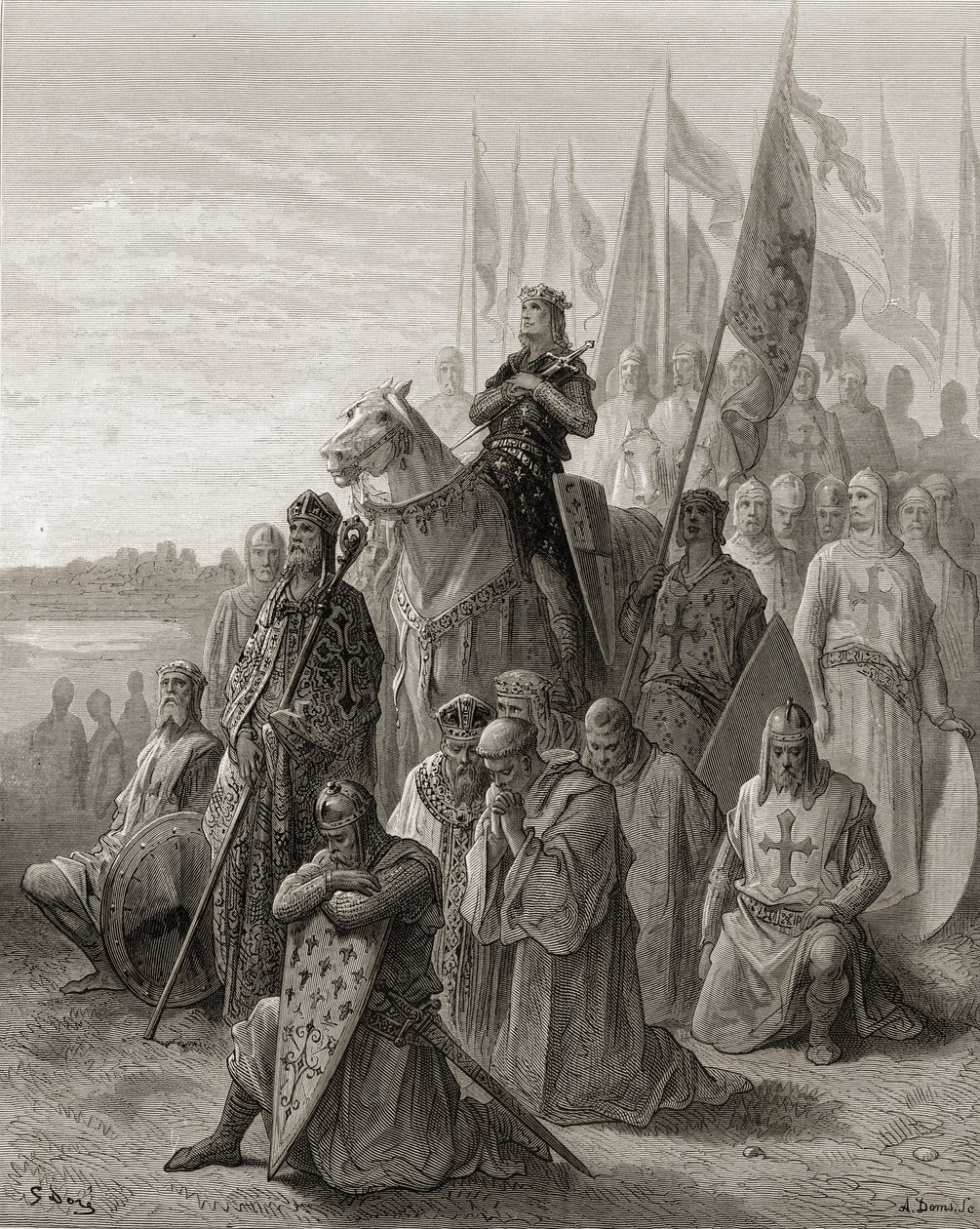 Kung Ludvig IX (1217-70) före Damietta, illustration från 
