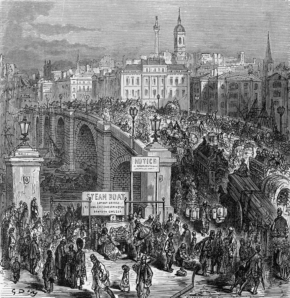 London Bridge, graverad av Stephane Pannemaker, 1875 av Gustave Dore