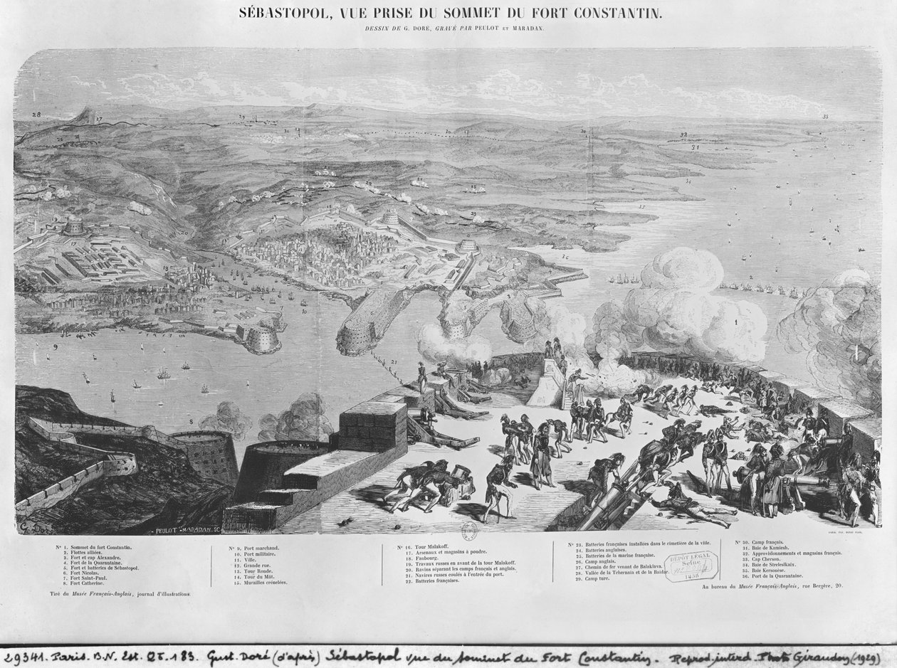 Sebastopol från Fort Constantin, graverad av Peulot Maradan av Gustave Dore