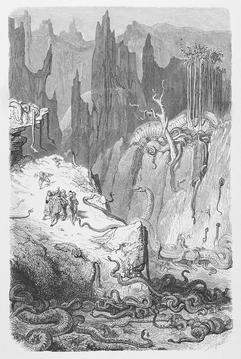 Sinbad bland ormarna, ca 1868 av Gustave Dore