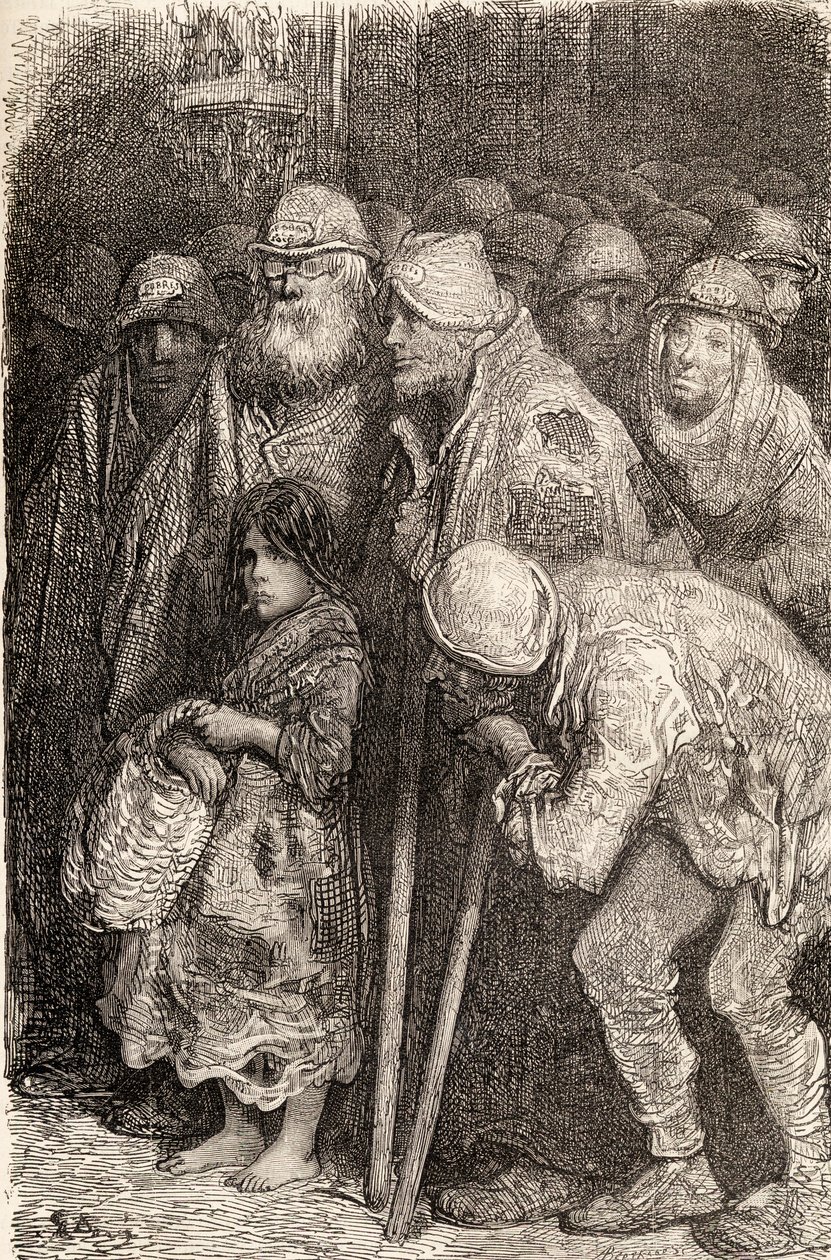 Spanska tiggare från Burgos, Spanien på 1800-talet, 1878 (trästick) av Gustave Dore