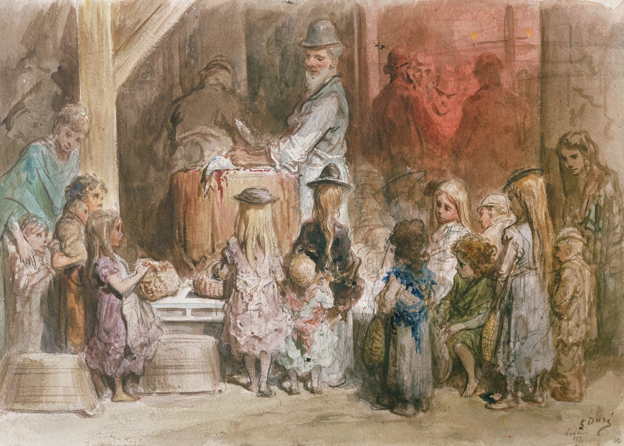 Fiskhandlarnas välgörenhet av Gustave Dore