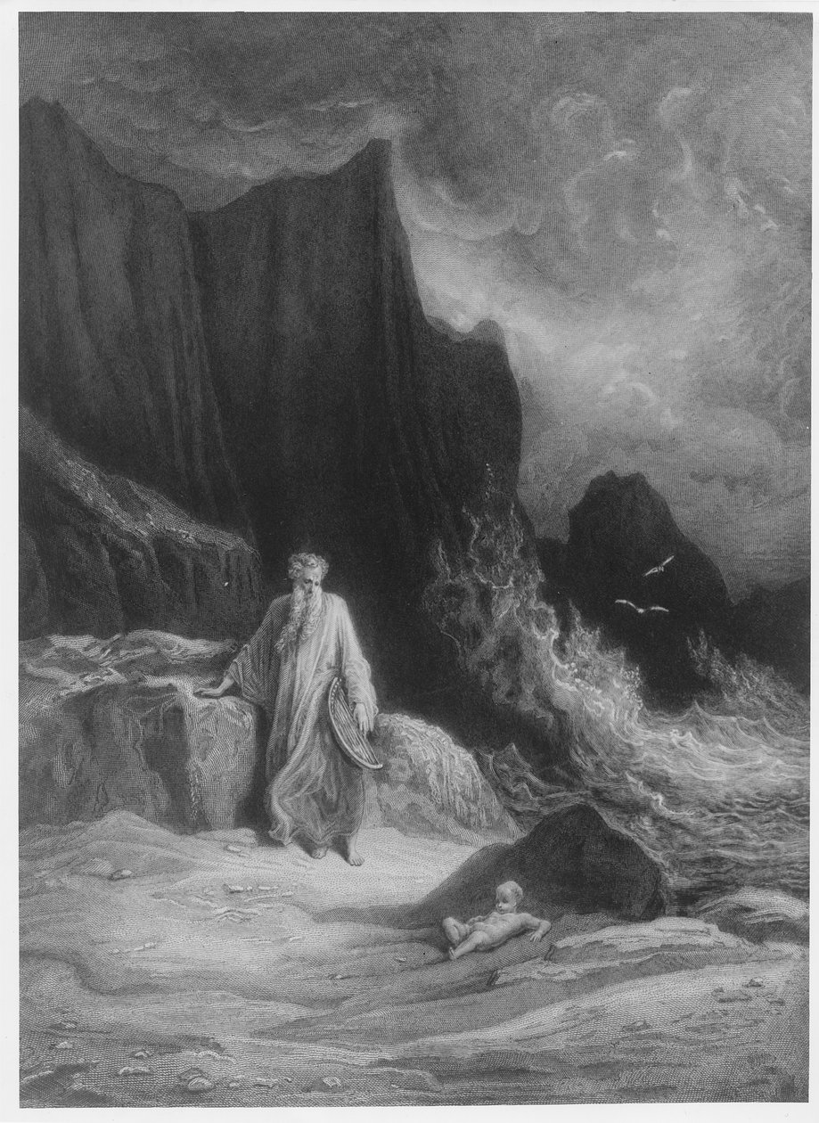 The Finding of King Arthur, illustration från "Idylls of the King" av Alfred Tennyson av Gustave Dore