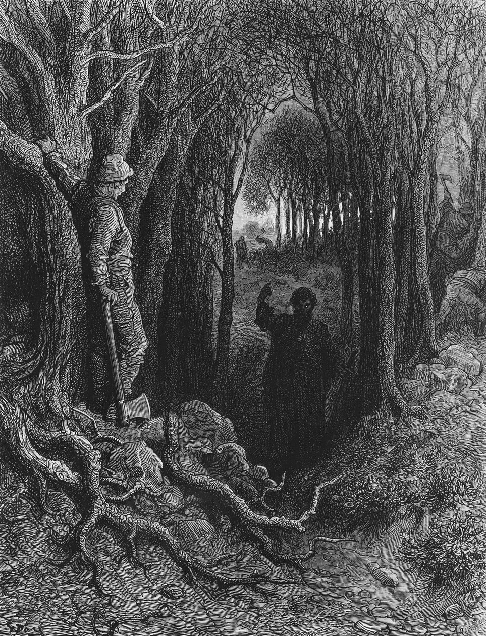 The Mariner har dömts att resa oupphörligt från land till land, scen från "The Rime of the Ancient Mariner" av S.T. Coleridge, utgiven av Harper und Brothers, New York, 1876 (trä engra av Gustave Dore