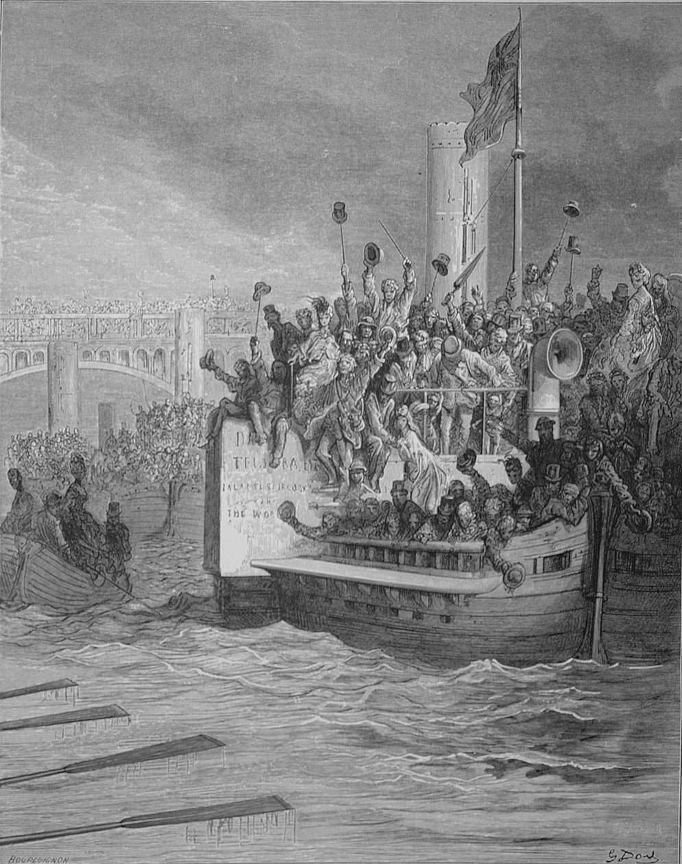 The Race, från "London, a Pilgrimage", skriven av William Blanchard Jerrold (1826-84), graverad av Bourguignon, pub. 1872 av Gustave Dore