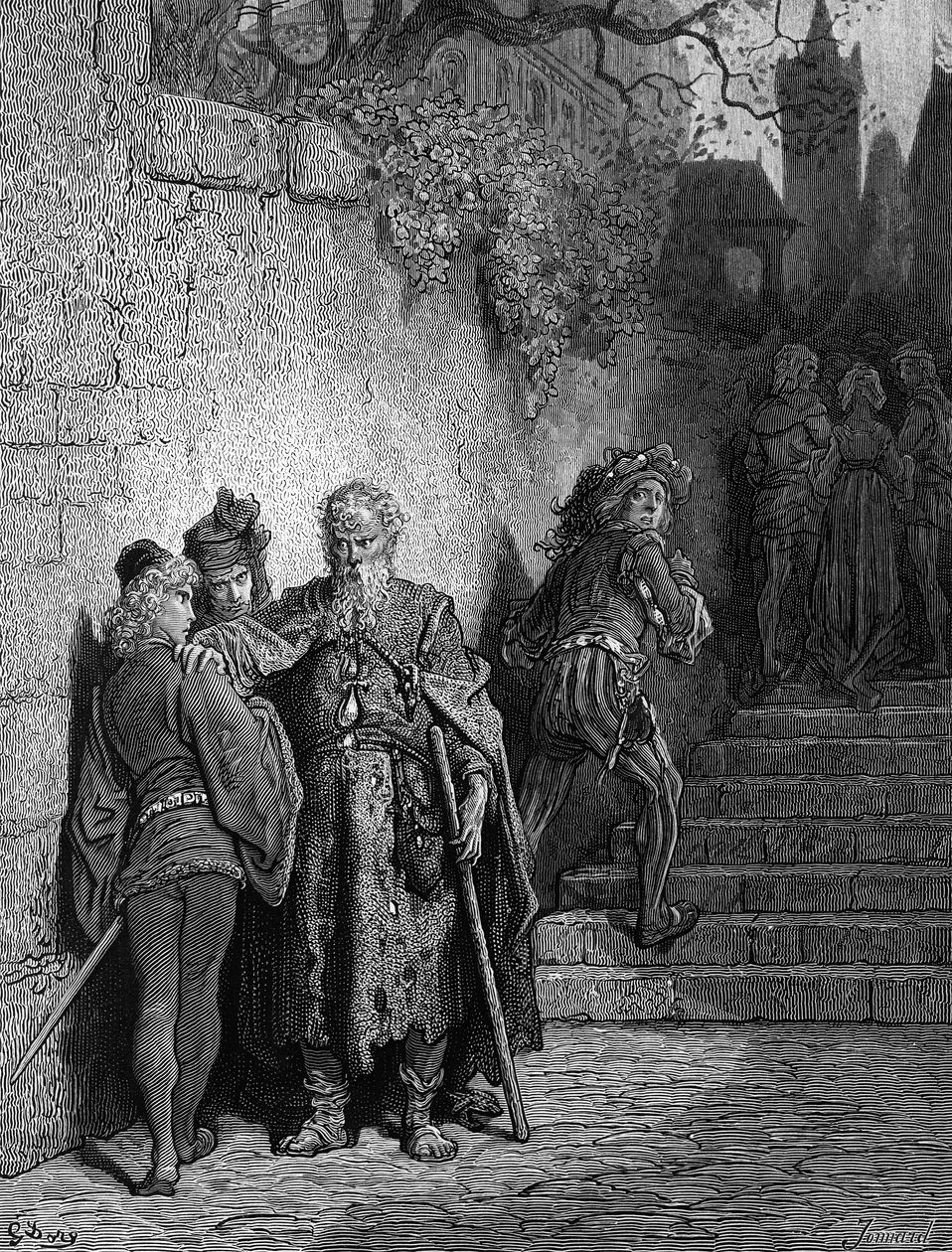 Bröllopsgästen fängslades av Ancient Mariner, öppningsscenen för "The Rime of the Ancient Mariner", av S.T. Coleridge, publicerad av Harper und Sons, New York, 1876 (trägravyr) av Gustave Dore