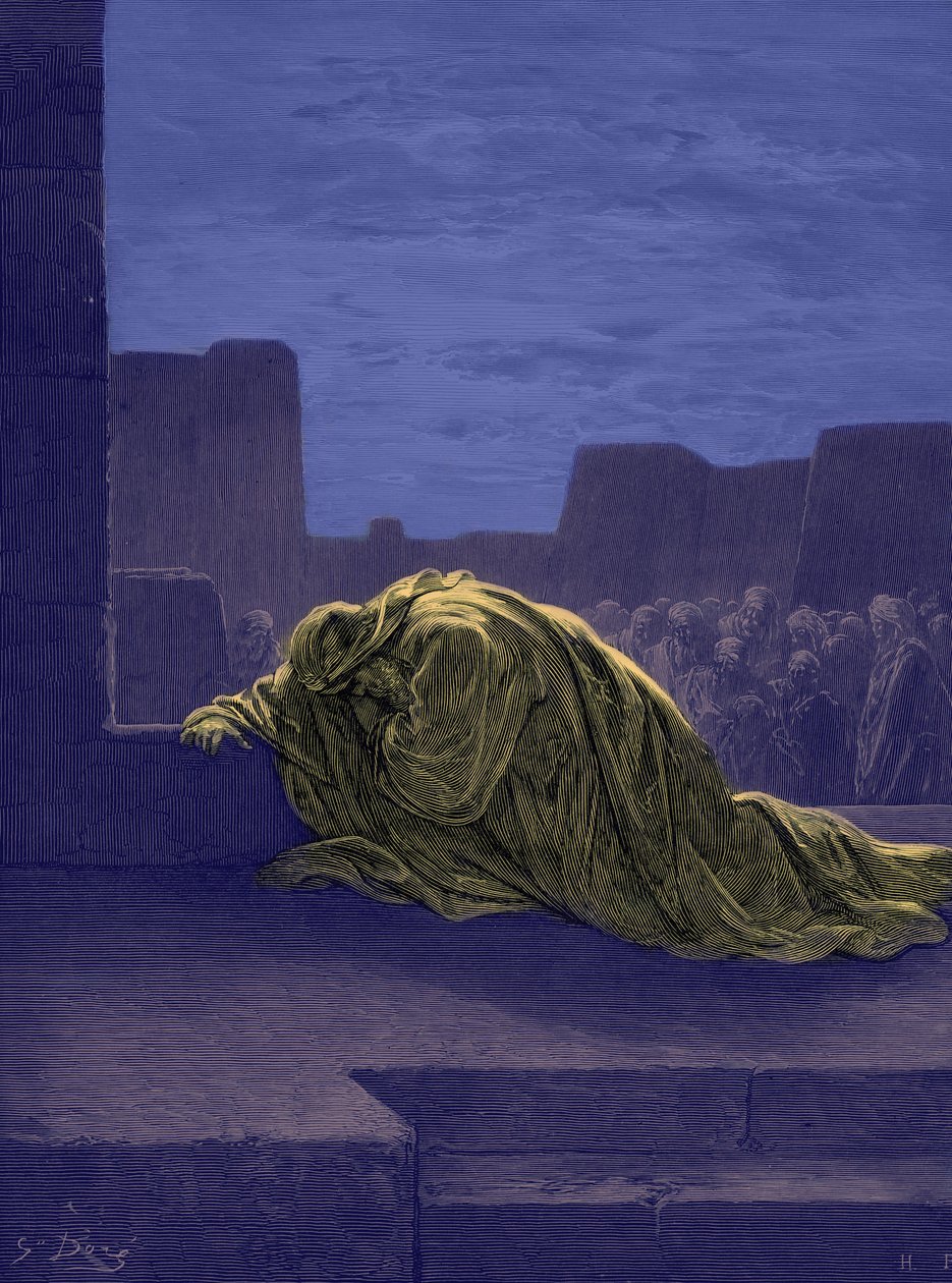 Profeten Ezra ber, av Gustave Doré. - Bibeln av Gustave Dore