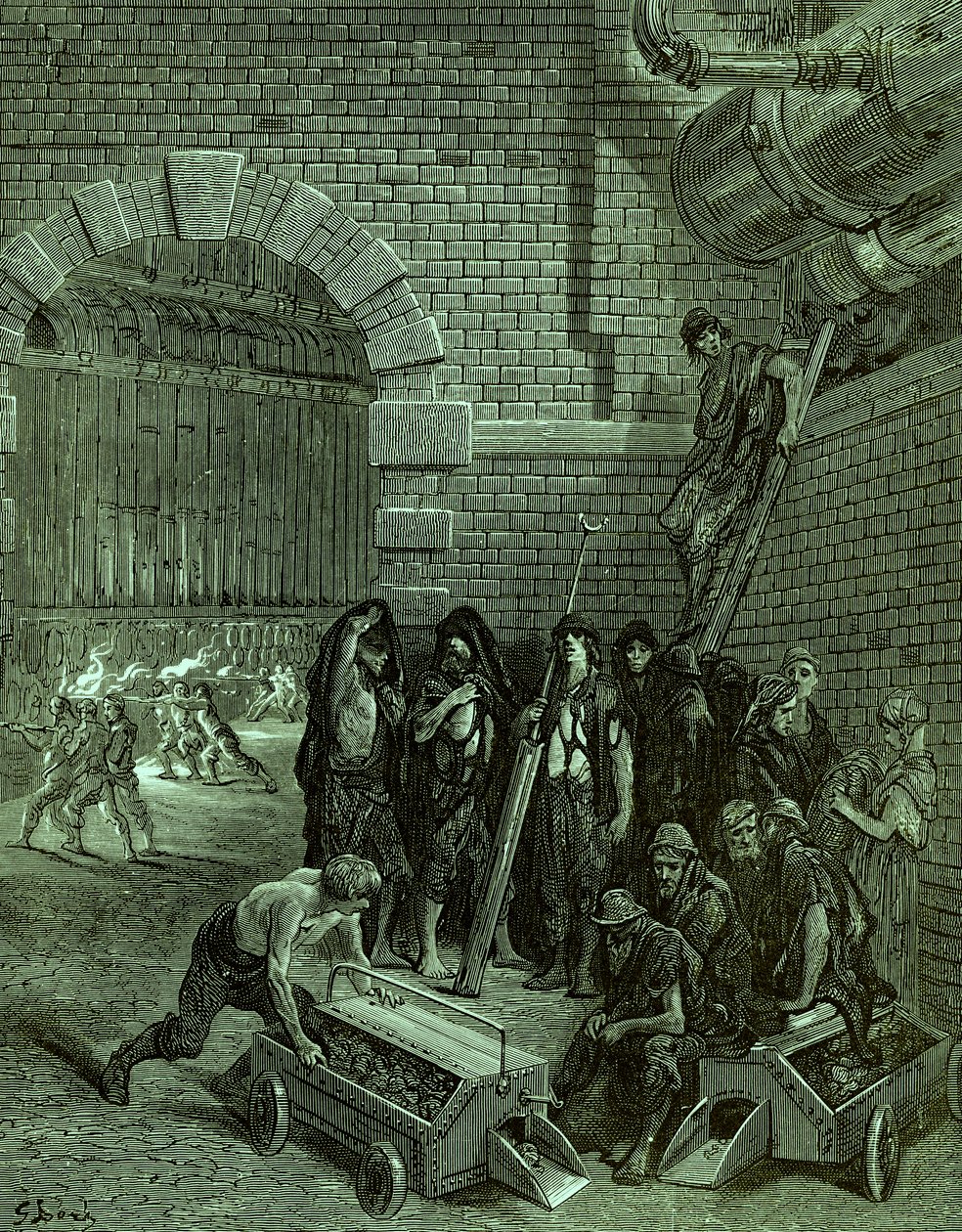 Viktorianska London Lambeth Gasworks av Gustave Dore