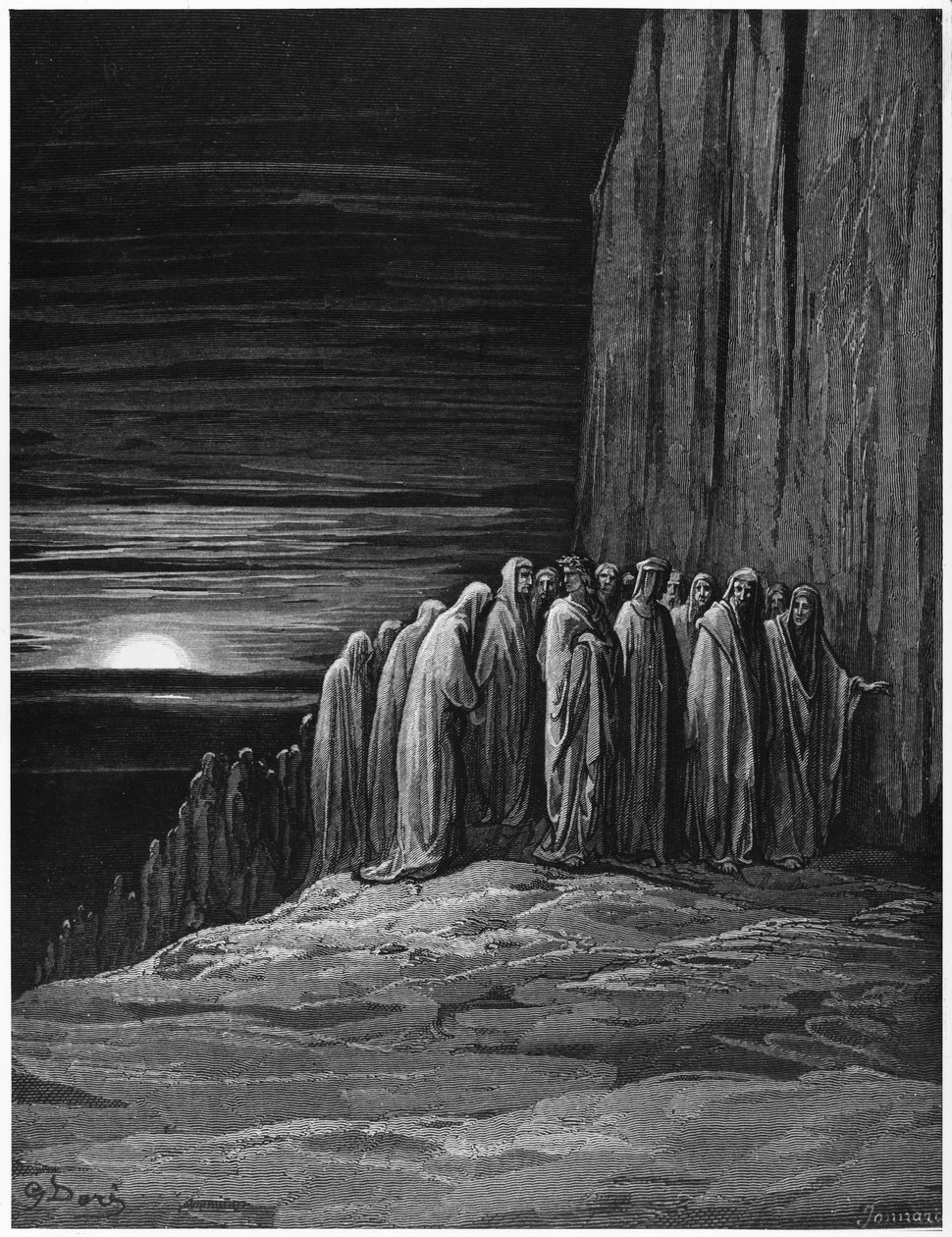 Virgil (70-19 f.Kr.) och Dante, illustration från 