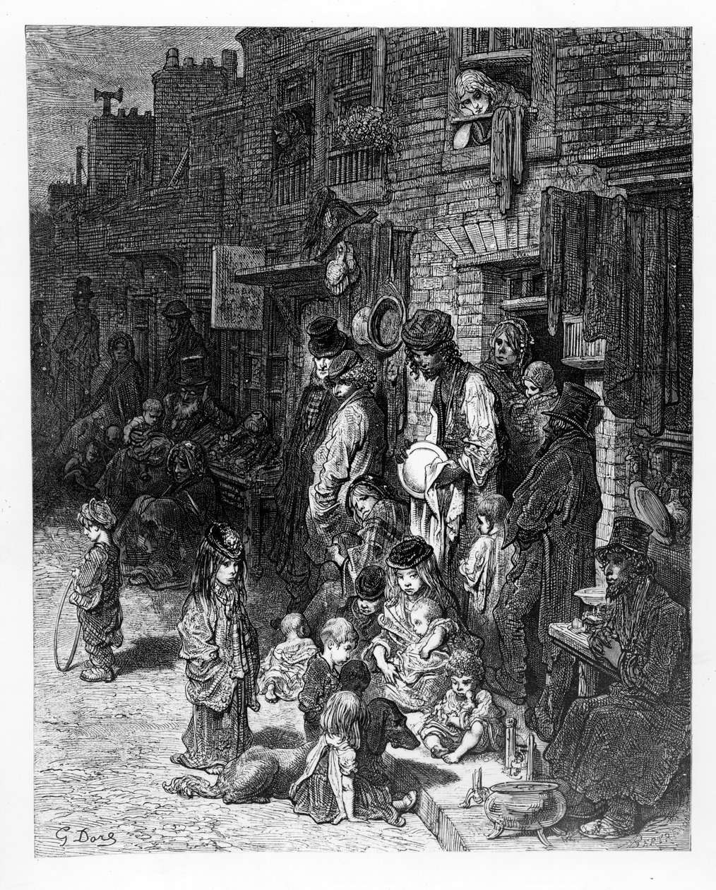 Wentworth Street, Whitechapel, från "London, A Pilgrimage" av William Blanchard Jerrold, 1872 av Gustave Dore