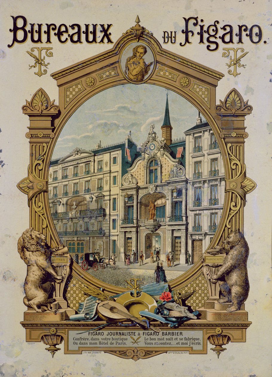 Affisch för den parisiska tidningen Le Figaro, ca 1880 av Gustave Grimoin