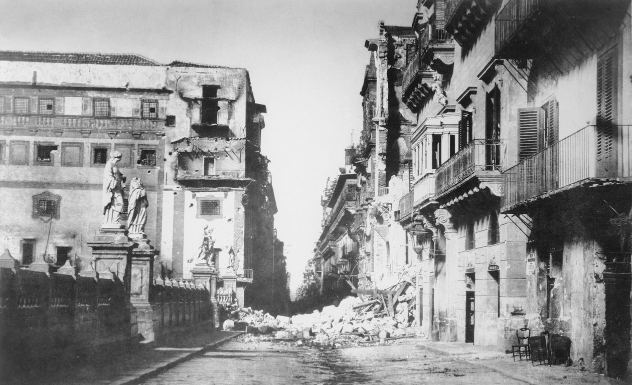 General Turrs barrikad, Via Toledo i Palermo, juni 1860 av Gustave Le Gray