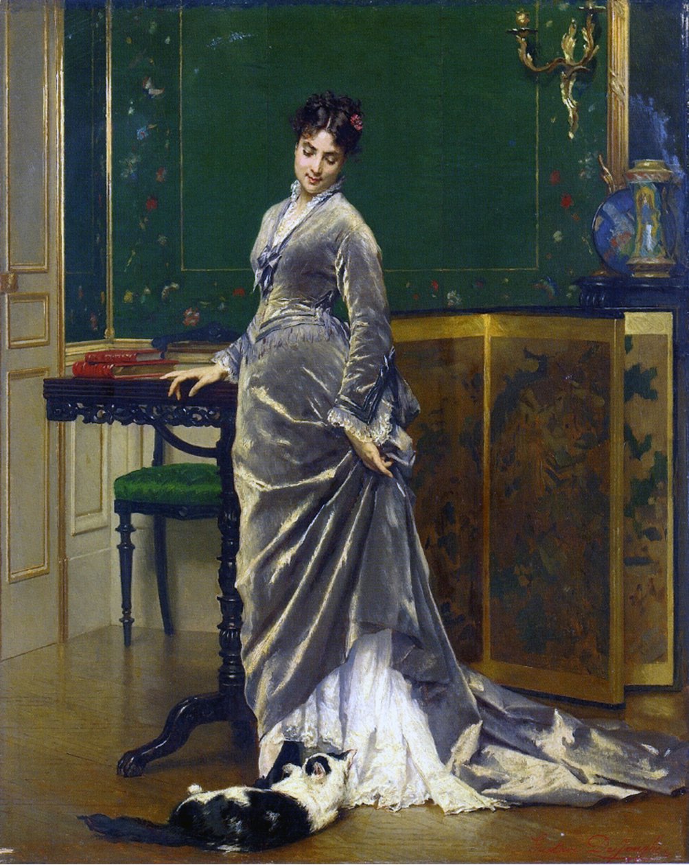 Den lekfulla katten av Gustave Léonard de Jonghe