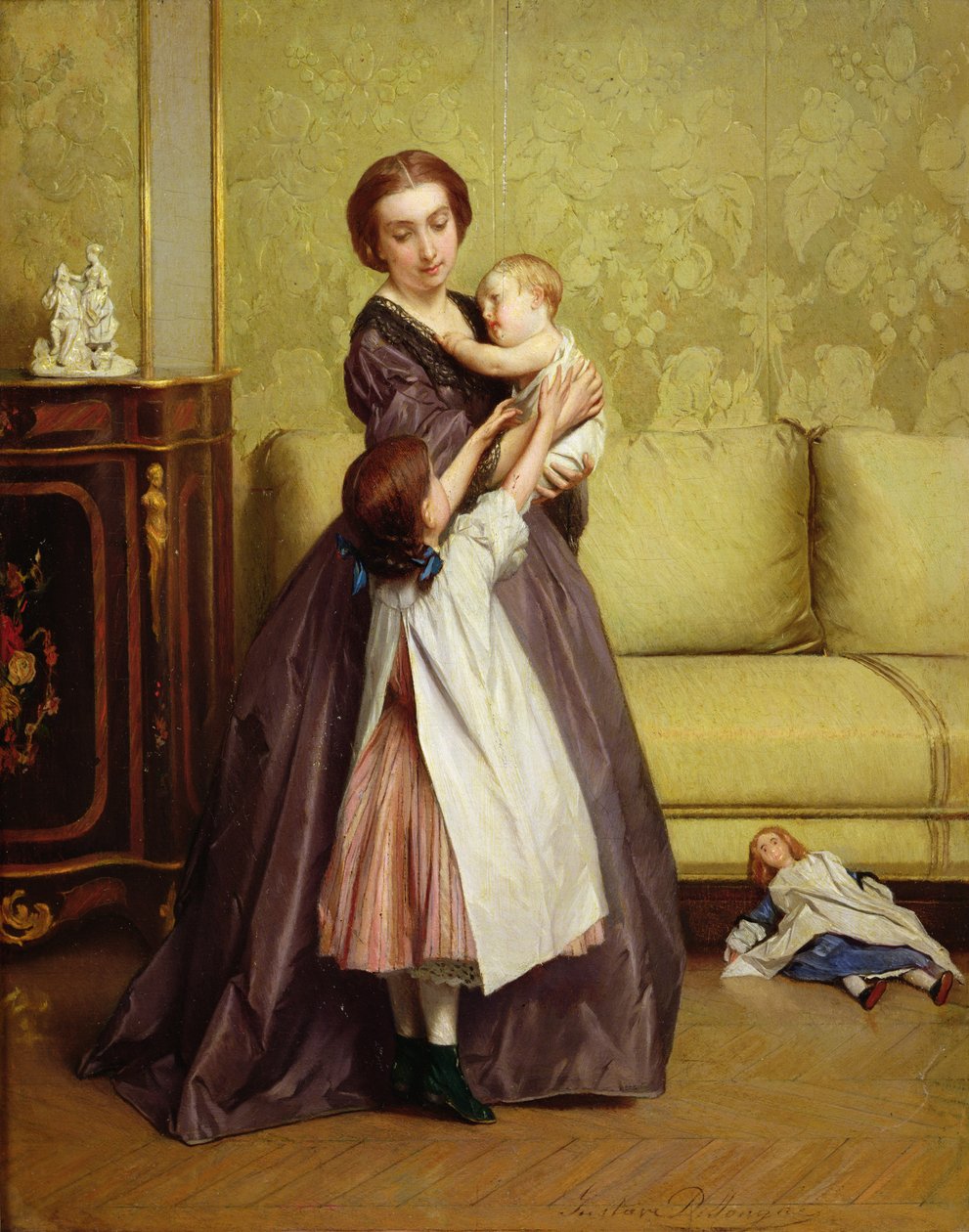 Ung mamma med sina barn i en salong av Gustave Léonard de Jonghe
