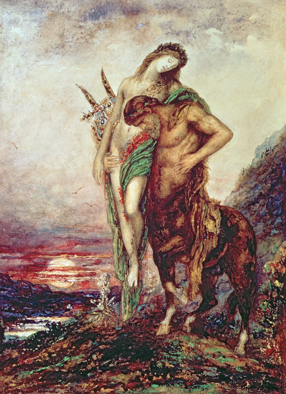 Död poet buren av kentaur av Gustave Moreau