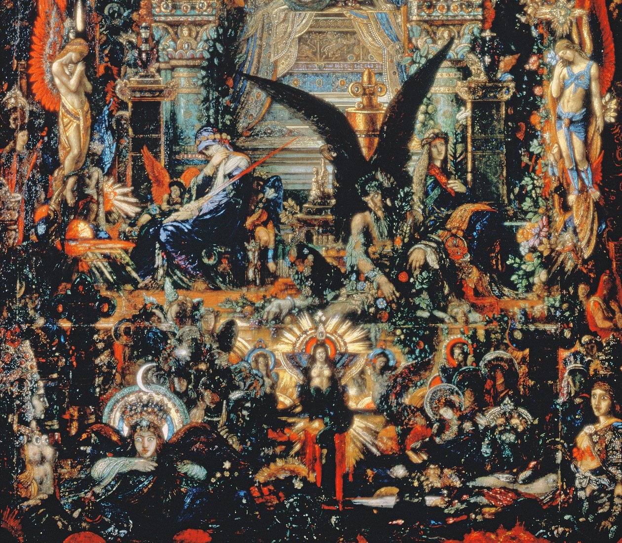 Jupiter och Semele, 1894-95 olja på duk detalj av 57305 av Gustave Moreau