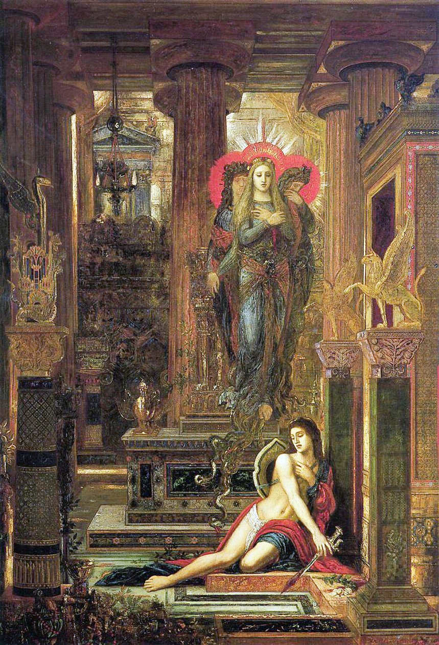 Orestes och erinyerna, 1891 av Gustave Moreau