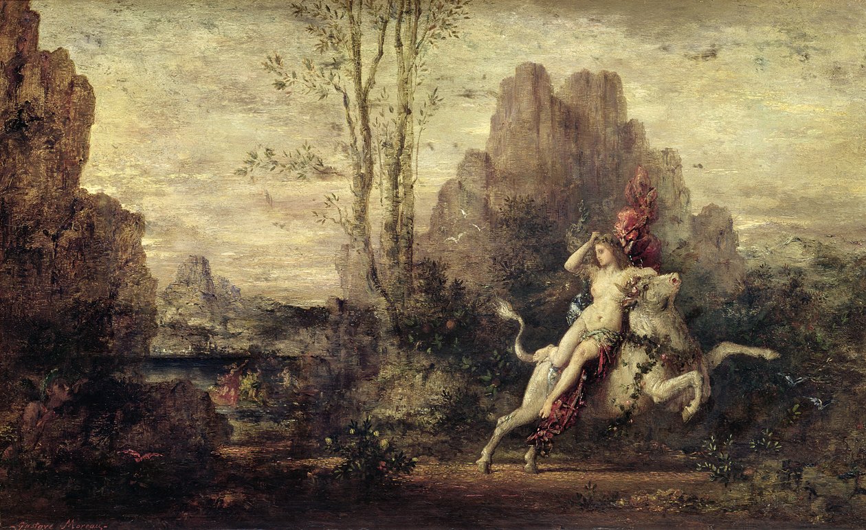Europas våldtäkt, ca 1869 av Gustave Moreau