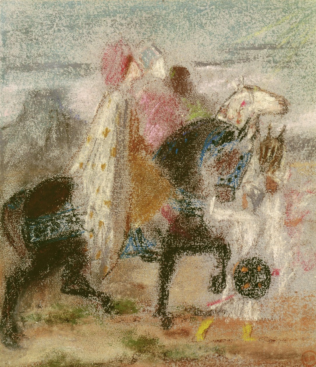 The Three Magi, startade 1860 och omarbetade efter 1882 (pastell på papper) av Gustave Moreau