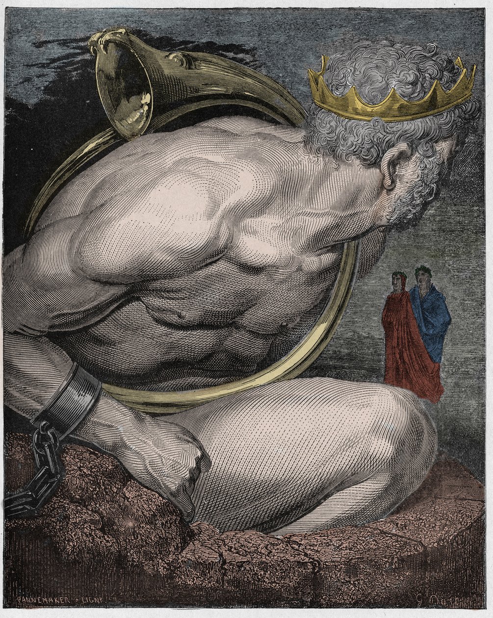 Inferno, Canto 31: Jättarnas Nimrod (Nimrud, Nemrod), illustration från The Divine Comedy av Dante Alighieri, 1885 (digitalt färgad gravyr) av Gustave after Dore