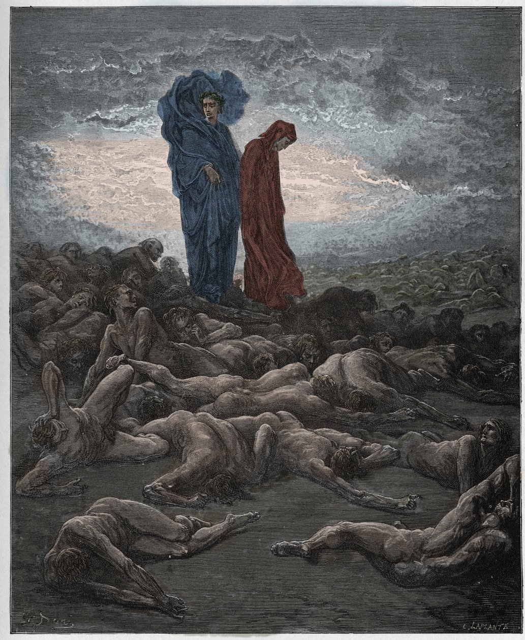 Purgatorio, Canto 20: De girigas själar, illustration från The Divine Comedy av Dante Alighieri, 1885 (digitalt färgad gravyr) av Gustave after Dore