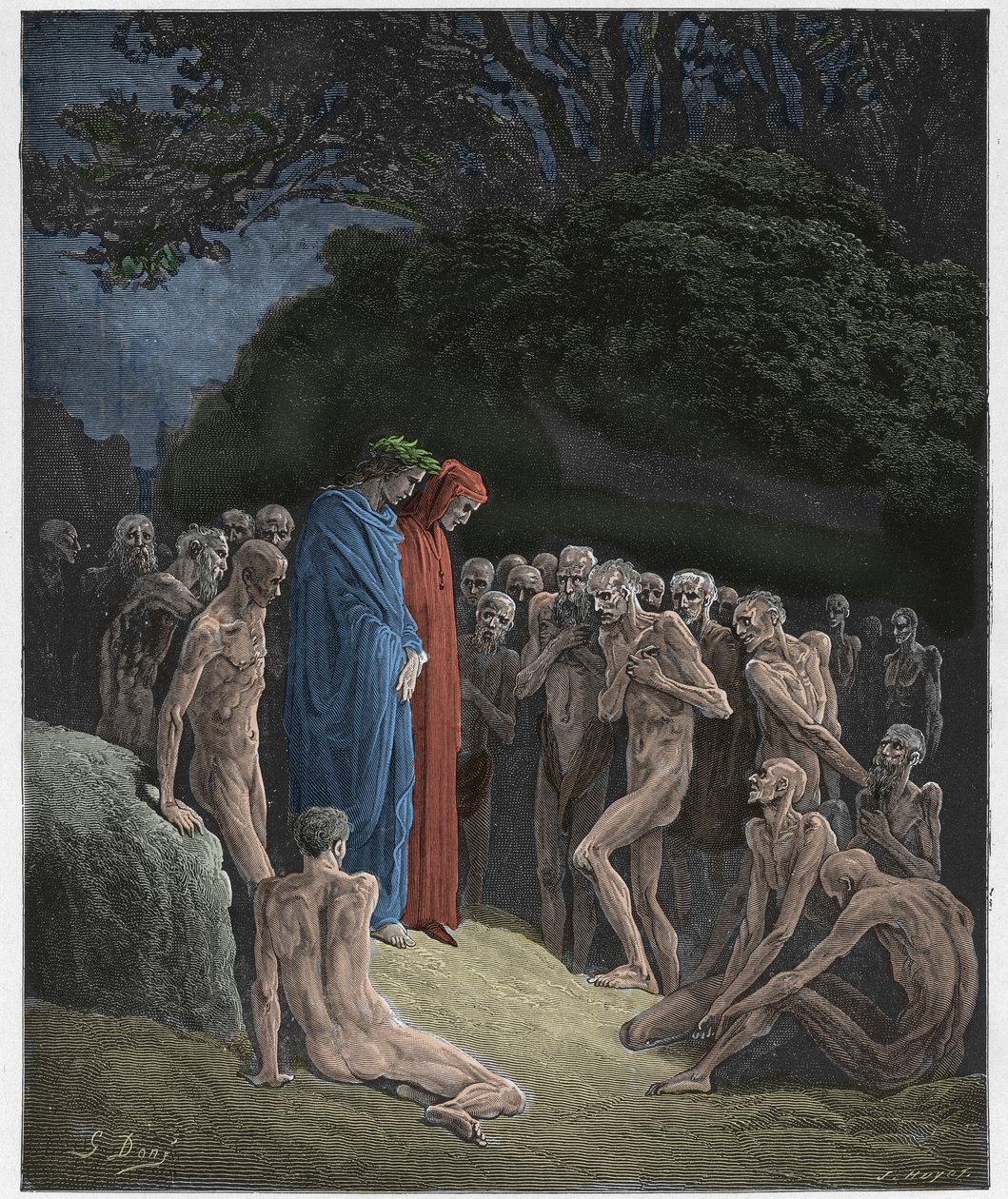 Purgatorio, Canto 23: The souls of the gluttonous, illustration från The Divine Comedy av Dante Alighieri, 1885 (digitalt färgad gravyr) av Gustave after Dore