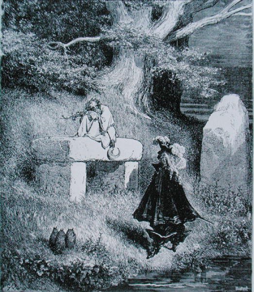 Illustration för "Puss in Boots" av Charles Perrault (1628-1703) 1883 (gravyr) av Gustave (after) Dore