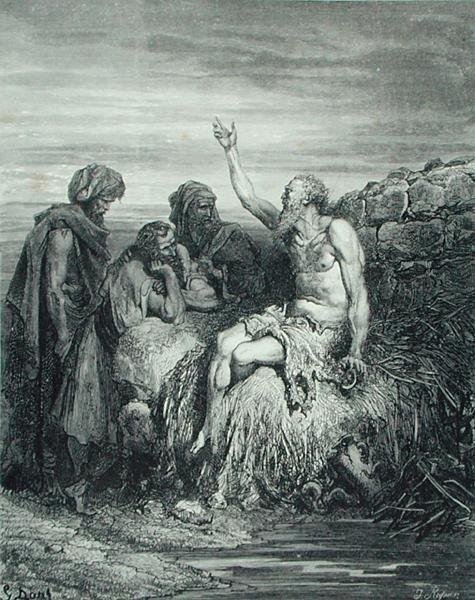 Job och hans vänner, graverad av J. Regnier, ca 1868 (gravyr) av Gustave (after) Dore
