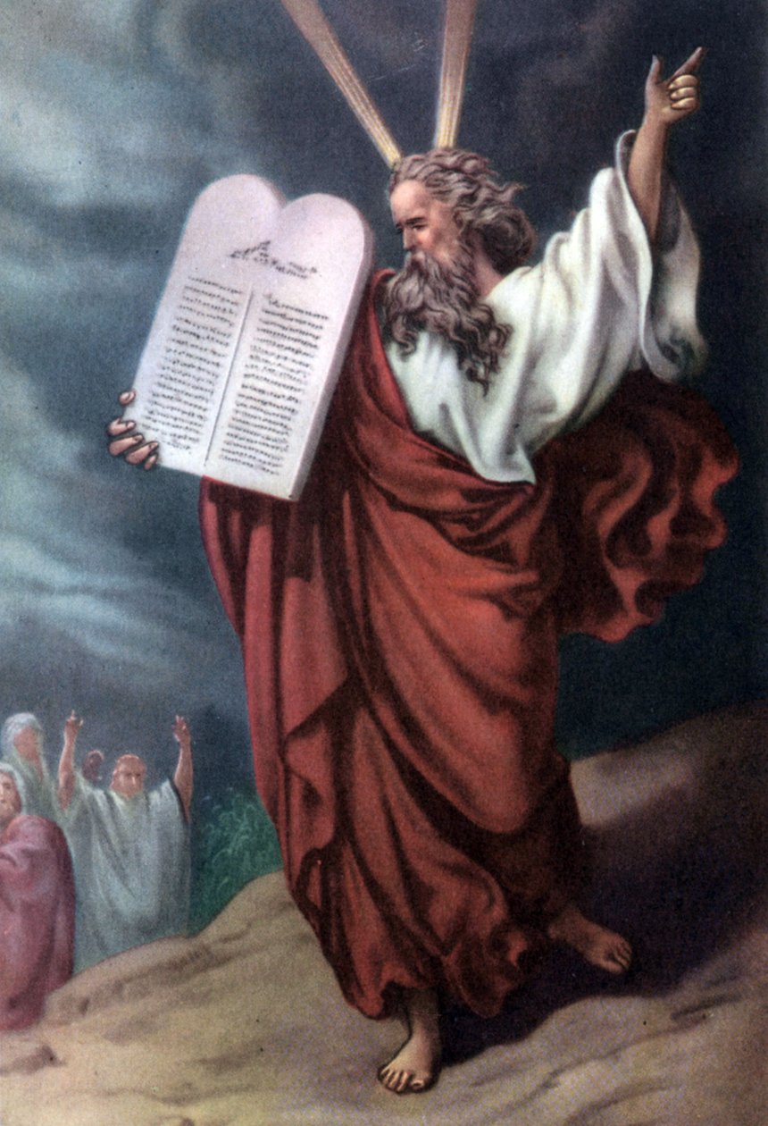 Moses och lagens tabeller, c; 1950-tal (vykort) av Gustave (after) Dore