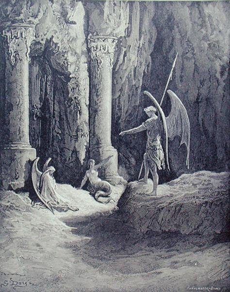 Satan vid helvetets portar, från bok II av 