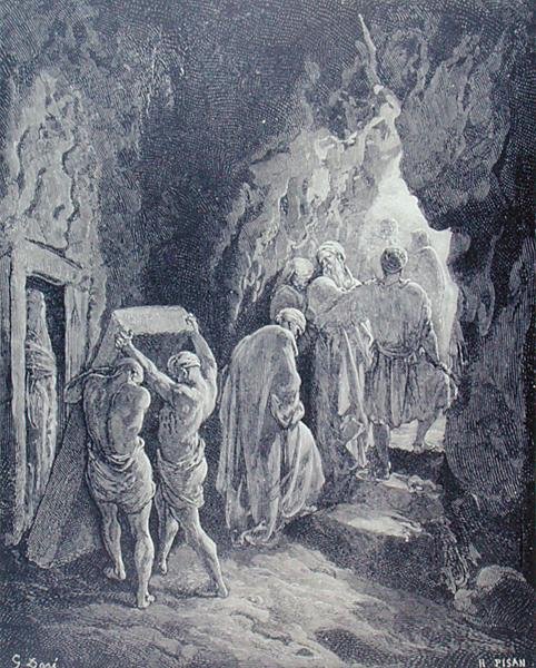 The Burial of Sarah, graverad av Heliodore Joseph Pisan (1822-90) c.1868 (gravyr) av Gustave (after) Dore
