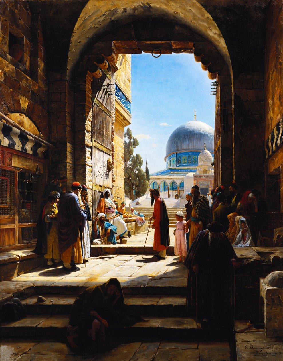 Vid ingången till Tempelberget, Jerusalem, 1886 av Gustave Bauernfeind