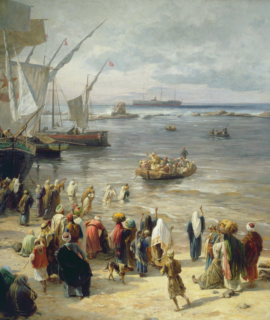Jaffa, Rekrytering av turkiska soldater i Palestina, 1888 (höger detalj av 226323) av Gustave Bauernfeind