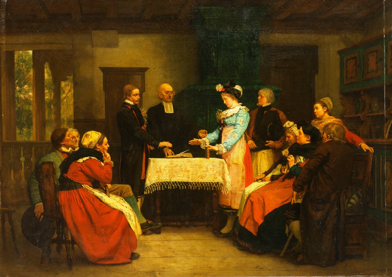 Ett bröllop från Alsace, 1869 av Gustave Brion