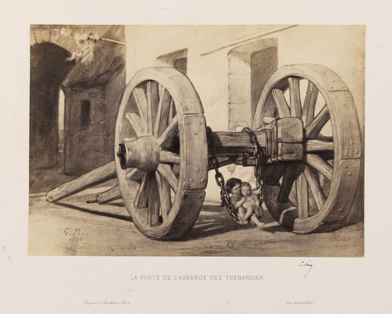 Gustave Brion - Dörren till värdshuset Thénardier av Gustave Brion