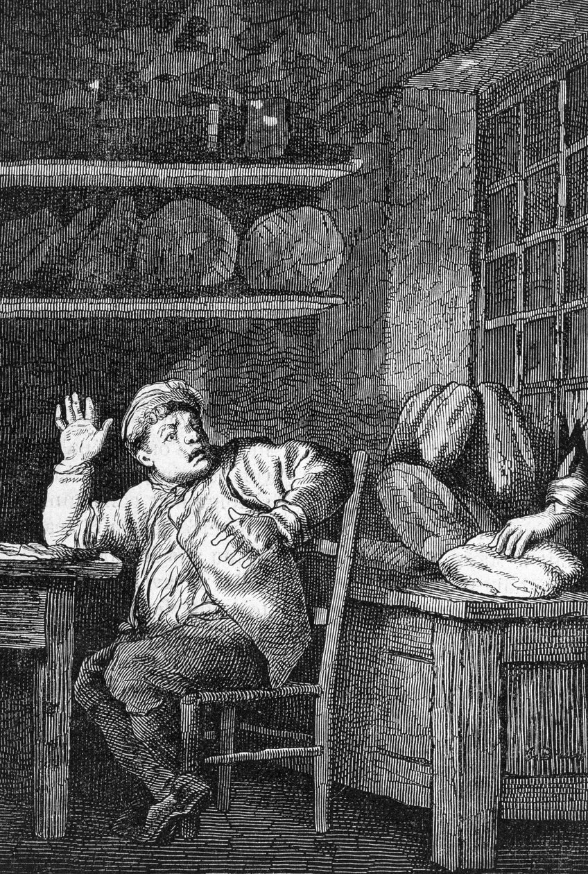 Le vol de Jean Valjean - i "" Les Miserables"" av Victor Hugo, ill. av Brion, red. Hetzel och Lacroix av Gustave Brion
