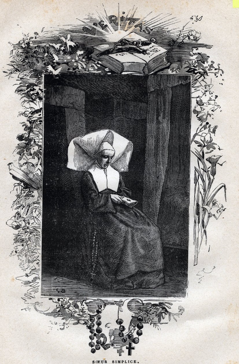 Porträtt av syster Simplice - Illustration av Gustave Brion (1824-1877) för "The Miserables - First part: Fantine" av Victor Hugo (1802-1885) 1862 av Gustave Brion